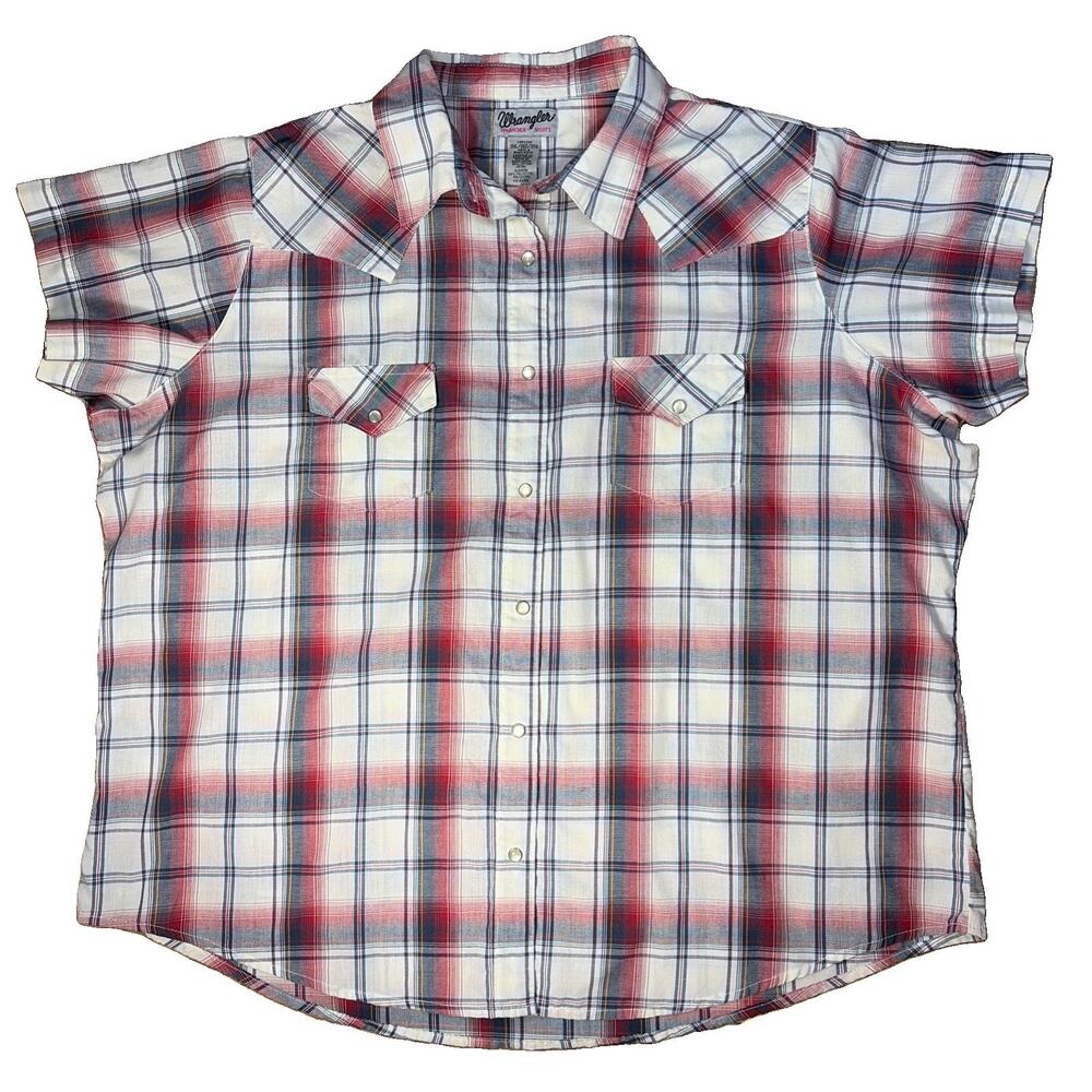 Wranger Wrancher Shirts Red White Gray Flannel Button Up Size 3XL